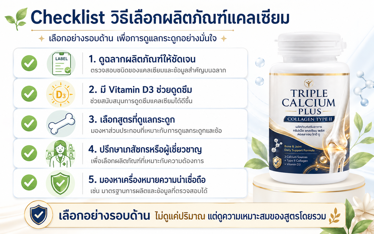 how-to-choose-calcium-supplement วิธีเลือกผลิตภัณฑ์แคลเซียม 3 รูปแบบให้เหมาะกับการดูแลกระดูกและข้อ