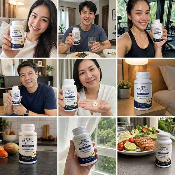 trical-plus-family-active-lifestyle-collage-01 ภาพคอลลาจผู้ใหญ่และคนแอคทีฟพร้อม TRICAL Plus ในบ้าน ฟิตเนส และช่วงมื้ออาหาร